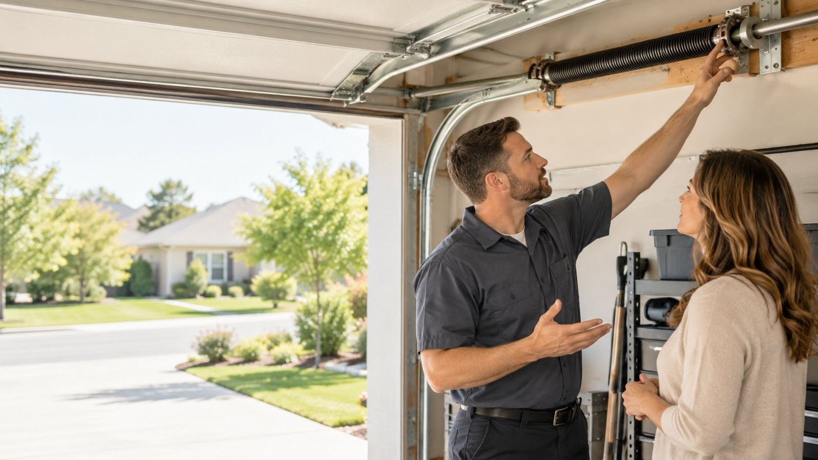 Garage doors professional at work