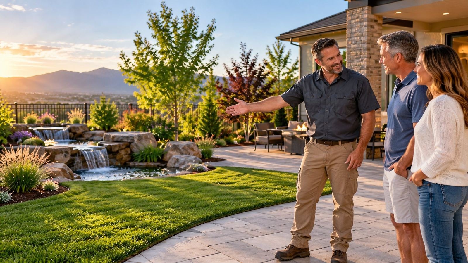 Landscaping professional at work